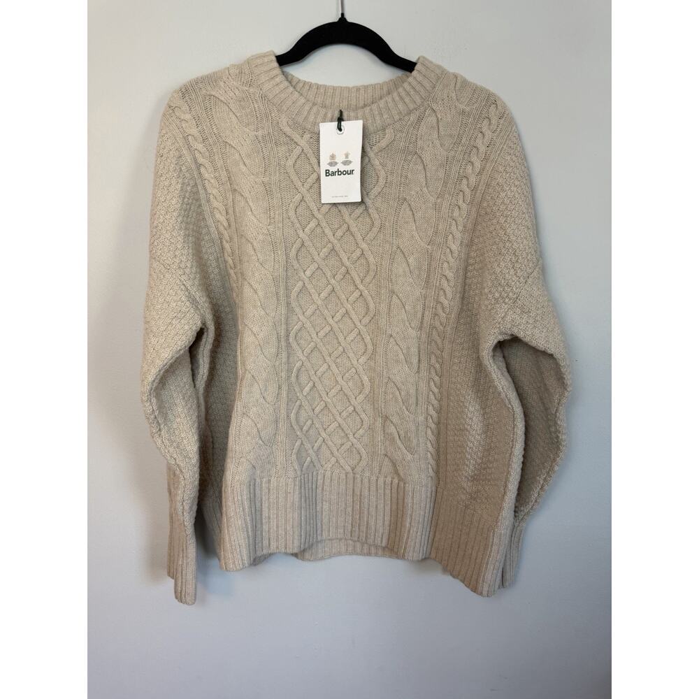 Barbour Daffodil Knit Pull Over wool Sweater Women's Sz 12 Oatmeal NWT